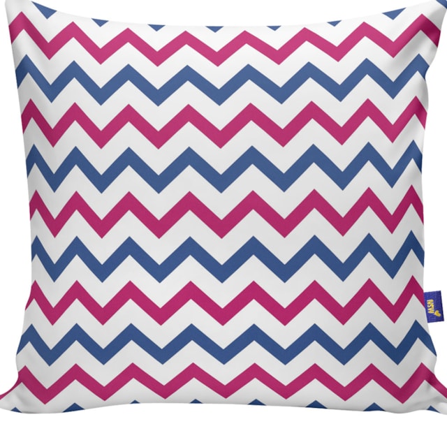 Capa de Almofada 40cm x 40cm NSW Print Decorativas - Zig Zag Rosa/Azul