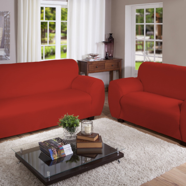 Capa De Sofa 2 E 3 Lugares Malha Gel 100% Poliester Arte&cazza - Vermelho