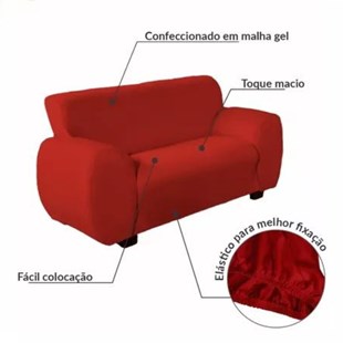 Capa De Sofa 2 E 3 Lugares Malha Gel 100% Poliester Arte&cazza - Vermelho