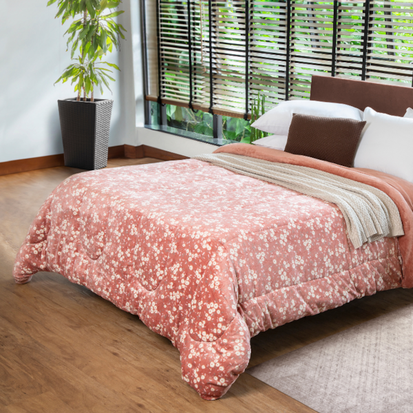 Coberdrom Dupla Face Casal 2,00m X 2,20m Estampado Lepper - Cerise Coberdrom Dupla Face Casal 2,00m X 2,20m Estampado Lepper - Cerise