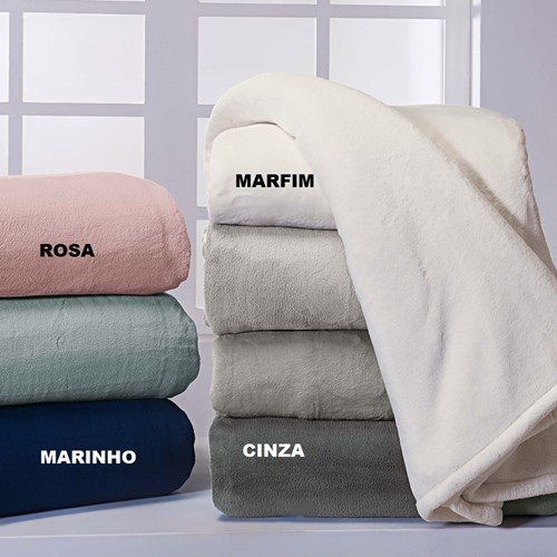 Cobertor Queen de Microfibra Flannel Mink Andreza - CINZA