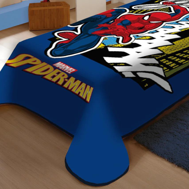 Cobertor Solteiro Raschel Plus 1,50m X 2,00m Juvenil Jolitex – Homem Aranha Ação