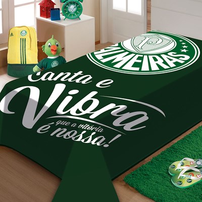 Cobertor Solteiro Raschel S.E  Palmeiras Jolitex - VERDE