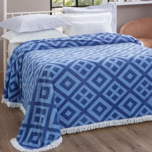 Colcha Casal Chenille Canelada 2,20 x 2,40m Jolitex- Gabriela Azul