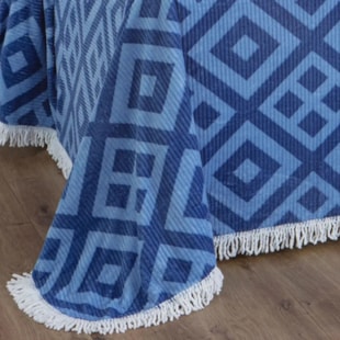 Colcha Casal Chenille Canelada 2,20 x 2,40m Jolitex- Gabriela Azul