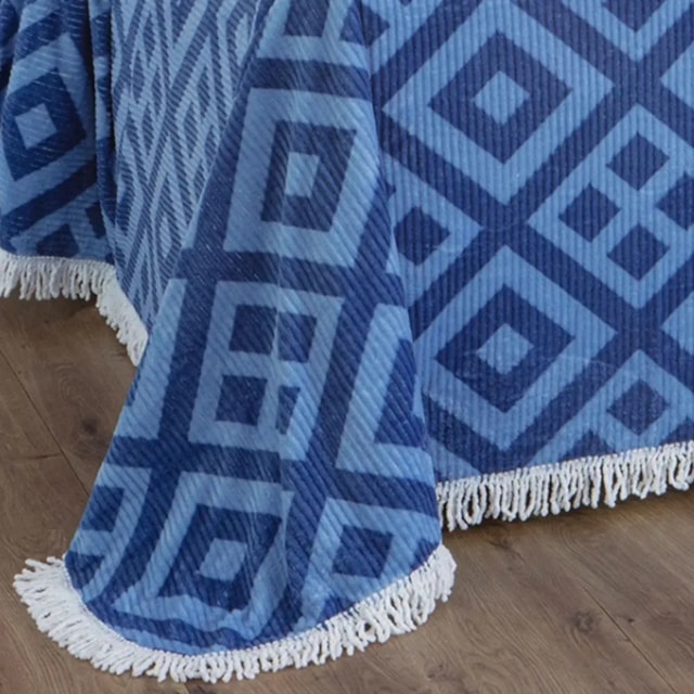 Colcha Casal Chenille Canelada 2,20 x 2,40m Jolitex- Gabriela Azul