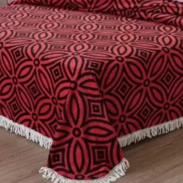 Colcha Casal Chenille Canelada Jolitex- Isadora Vermelho e preto