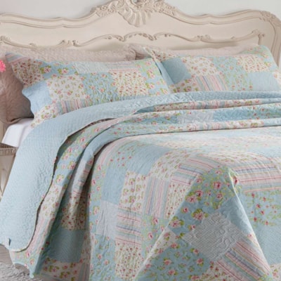 Colcha Queen 3 Peças Patchwork Boutis Bianca