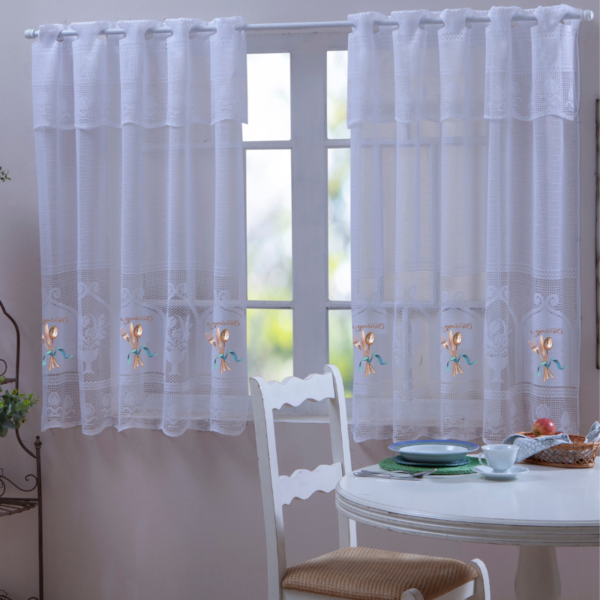 Cortina De Cozinha Renda 2,50m x 1,20m Estampada Raner - Gourmet Cortina De Cozinha Renda 2,50m x 1,20m Estampada Raner - Gourmet