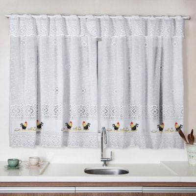Cortina de Renda para Cozinha 2,00m x 1,20m Galinha Valência
