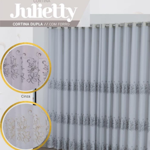 Cortina Dupla com Forro 4,00m X 2,50m Taty Decorações Julietty – Marfim