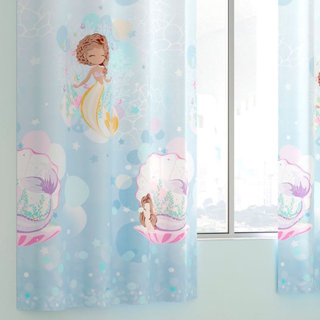 Cortina Infantil Estampada 1,80 x 2,80m Santista Kids - Sereias