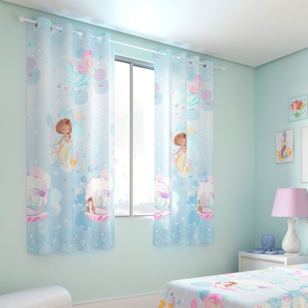 Cortina Infantil Estampada 1,80 x 2,80m Santista Kids - Sereias Cortina Infantil Estampada 1,80 x 2,80m Santista Kids - Sereias
