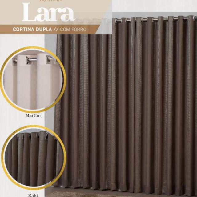 Cortina Lara 2,00 X 1,80m - Taty Decoracões (Confira cores dusponíveis)