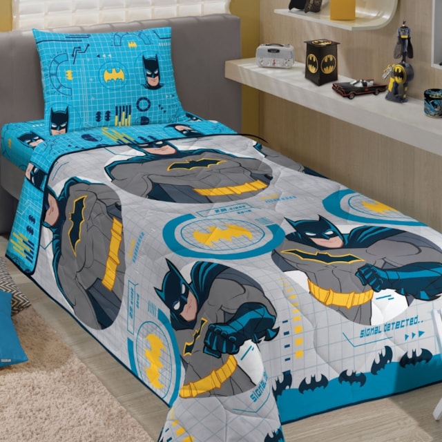 Edredom Infantil Dupla Face Microfibra 1,40m x 2,10m Lepper - Batman