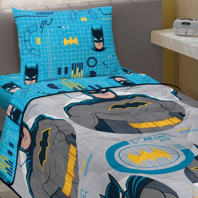 Edredom Infantil Dupla Face Microfibra 1,40m x 2,10m Lepper - Batman