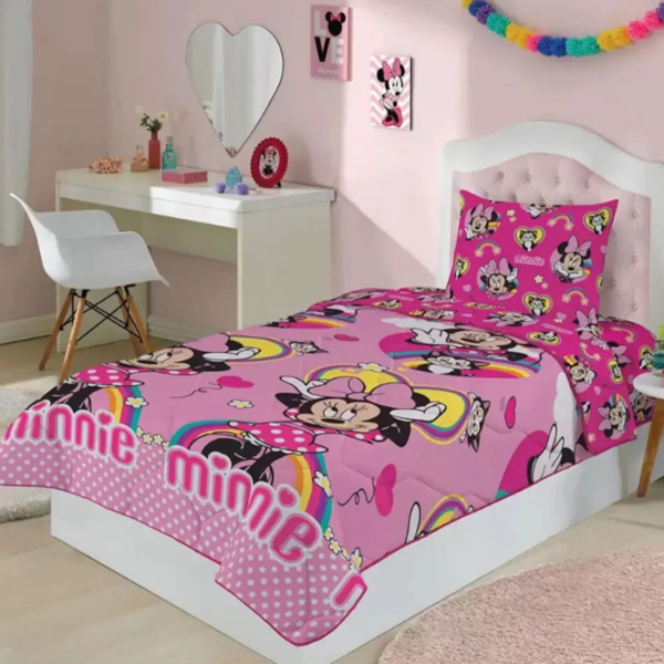 Edredom Infantil Dupla Face Microfibra 1,40m x 2,10m Lepper - Minnie Edredom Infantil Dupla Face Microfibra 1,40m x 2,10m Lepper - Minnie