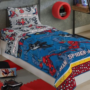 Edredom Infantil Dupla Face Microfibra 1,40m x 2,10m Lepper - Spider Man