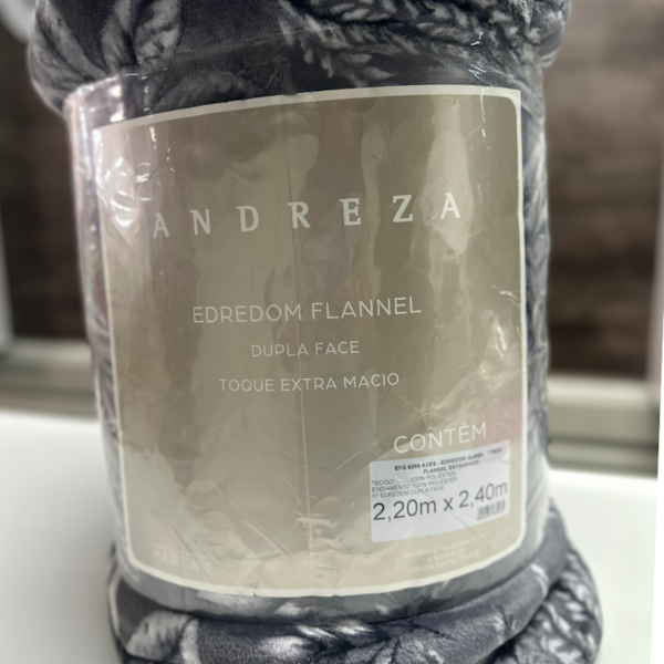 Edredom Queen Dupla Face Flannel Estampado 2,20m X 2,40M Andreza - Folhas Chumbo Edredom Queen Dupla Face Flannel Estampado 2,20m X 2,40M Andreza - Folhas Chumbo