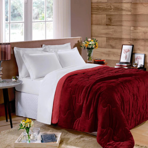 Edredom Solteiro Dupla Face Plush Flannel 1,50m x 2,00m Buettner - Vermelho Edredom Solteiro Dupla Face Plush Flannel 1,50m x 2,00m Buettner - Vermelho