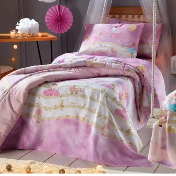 Edredom Solteiro Royal Dupla Face 1,50m x 2,20 Santista -Sonhos Rosa Edredom Solteiro Royal Dupla Face 1,50m x 2,20 Santista -Sonhos Rosa
