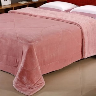 Edredrom Casal Capetown Sherpa Dupla Face Liso 1,80m x 2,20mNiazitex - Rosê