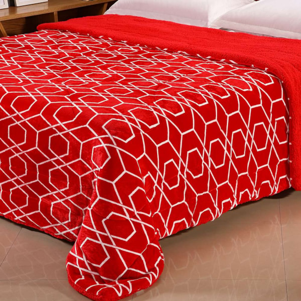 Edredrom Queen Capetown Sherpa Dupla Face Estampado Niazitex - Vermelho