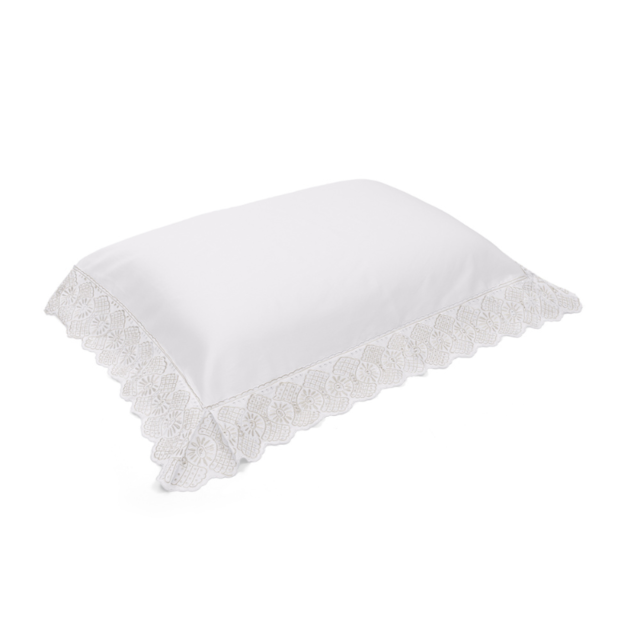 Fronha Avulsa Percal 300 Fios Renda Cristal Roma 50cm x 70cm Bouton - Branco