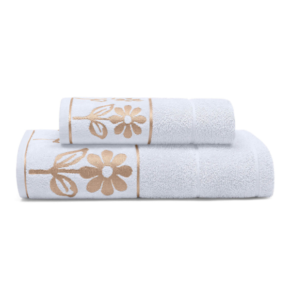 Jogo de Banho Jacquard Melissa 2 Peças Bouton - Branco Jogo de Banho Jacquard Melissa 2 Peças Bouton - Branco
