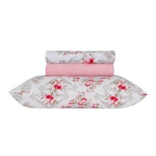 Jogo de Cama Casal 140 Fios Estampado Realce Premium Sultan - Tamara