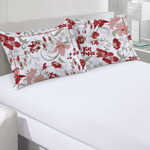 Jogo de Cama Casal 3 Pçs 180 fios Buettner Estampado - VERMELHO