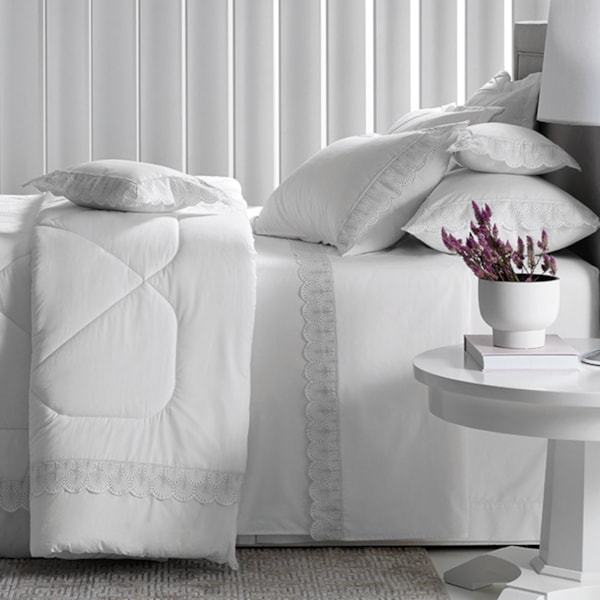 Jogo de Cama Casal Percal 200 Fios 04 Peças Noelle Trussardi - Branco Jogo de Cama Casal Percal 200 Fios 04 Peças Noelle Trussardi - Branco