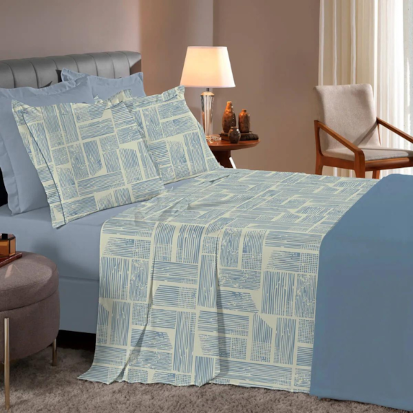 Jogo de Cama Casal Reflete Roland Percal 180 Fios 04 Peças Bouton - Azul Jogo de Cama Casal Reflete Roland Percal 180 Fios 04 Peças Bouton - Azul