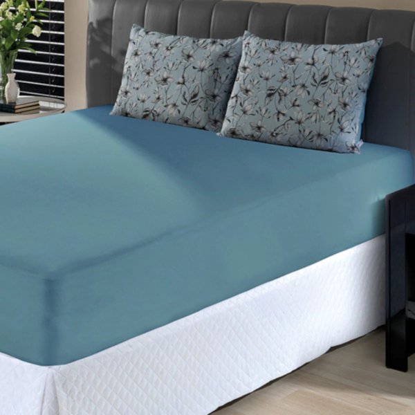 Jogo de Cama Casal Slim Malha 100% Algodao 03 Peças Edromania Blossom - Azul Grisalho Jogo de Cama Casal Slim Malha 100% Algodao 03 Peças Edromania Blossom - Azul Grisalho