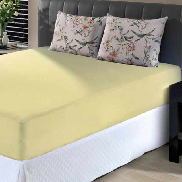 Jogo de Cama Casal Slim Malha 100% Algodao 03 Peças Edromania Florence - Amarelo