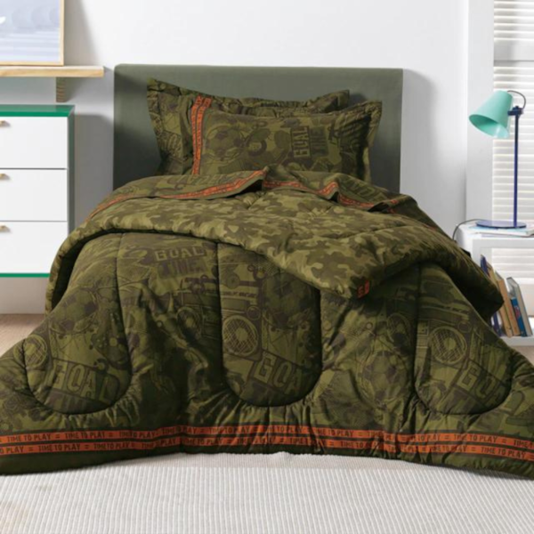 Jogo de Cama Infantil 180 Fios 03 Peças Estampado Karsten - Camuflado Jogo de Cama Infantil 180 Fios 03 Peças Estampado Karsten - Camuflado