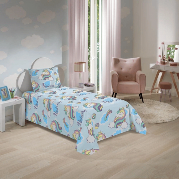 Jogo de Cama Infantil Estampado 02 Peças Lepper - Unicórnio Jogo de Cama Infantil Estampado 02 Peças Lepper - Unicórnio