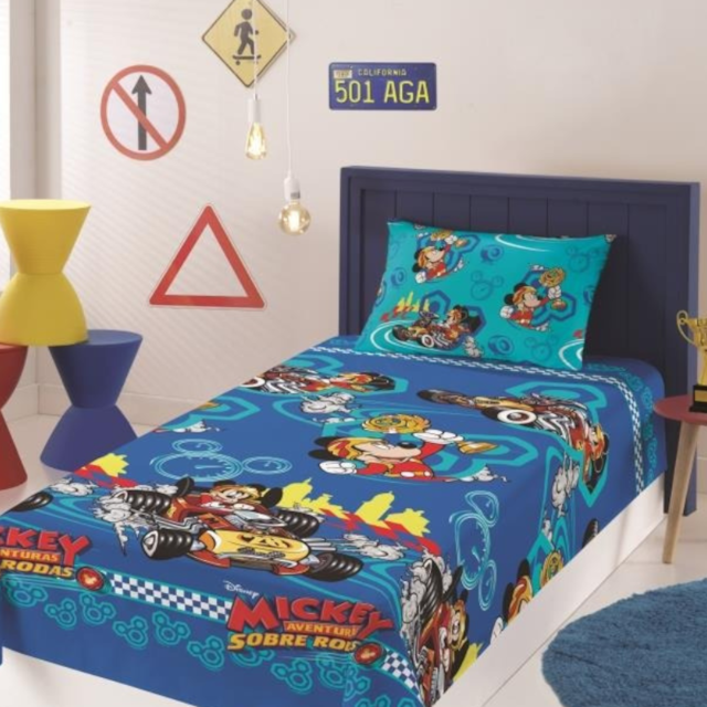 Jogo de Cama Infantil Microfibra 03 Peças Lepper - Mickey Aventura