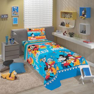 Jogo de Cama Infantil Microfibra 03 Peças Lepper - Mickey e Amigos