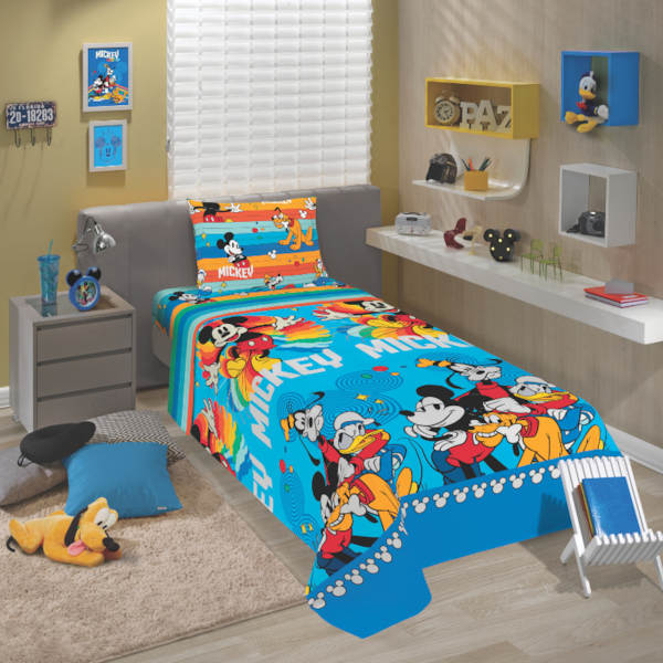 Jogo de Cama Infantil Microfibra 03 Peças Lepper - Mickey e Amigos