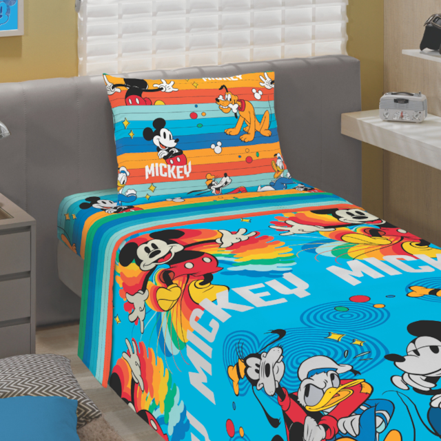 Jogo de Cama Infantil Microfibra 03 Peças Lepper - Mickey e Amigos