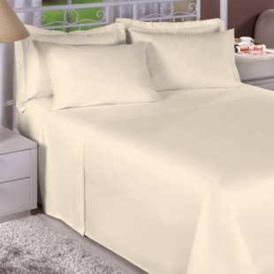 Jogo de Cama King Estamparia Premium Linea 180 Fios Liso 04 Peças - Nude