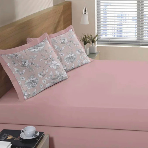 Jogo de Cama King Reffinata 100% Algodão 03 Peças Bouton - Vanessa Rosa Jogo de Cama King Reffinata 100% Algodão 03 Peças Bouton - Vanessa Rosa