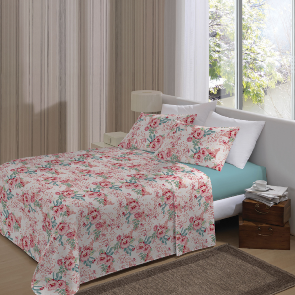 Jogo de Cama Queen 04 Peças Estampado Essência Lepper - Flores (confira cores)