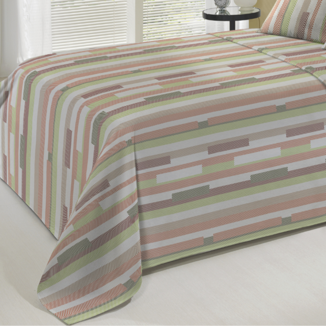 Jogo de Cama Queen 04 Peças Estampado Perene 2,20m x 2,40 Lepper - Chevron Verde