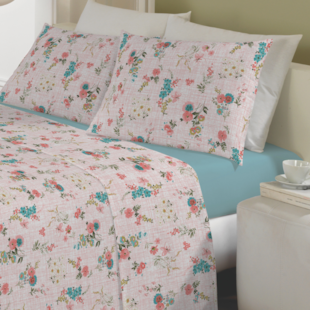 Jogo de Cama Queen 04 Peças Estampado Perene 2,20m x 2,40 Lepper - Flora Azul