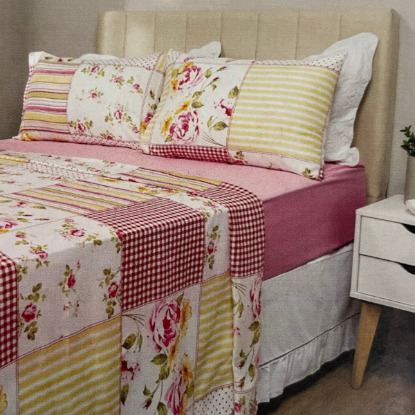 Jogo de Cama Queen Estampado 04 peças Leader - Patchwork Rosas Jogo de Cama Queen Estampado 04 peças Leader - Patchwork Rosas