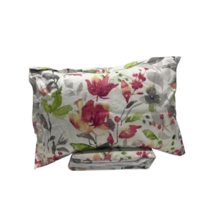 Jogo de Cama Queen Micropercal 04 Peças Casa Haus - Flores Cinza