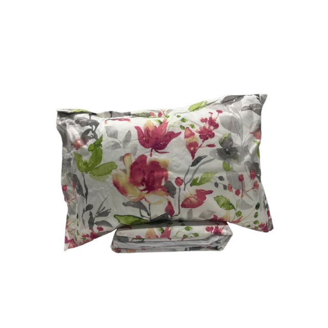 Jogo de Cama Queen Micropercal 04 Peças Casa Haus - Flores Cinza