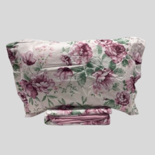 Jogo de Cama Queen Micropercal 04 Peças Casa Haus - Flores Rosa